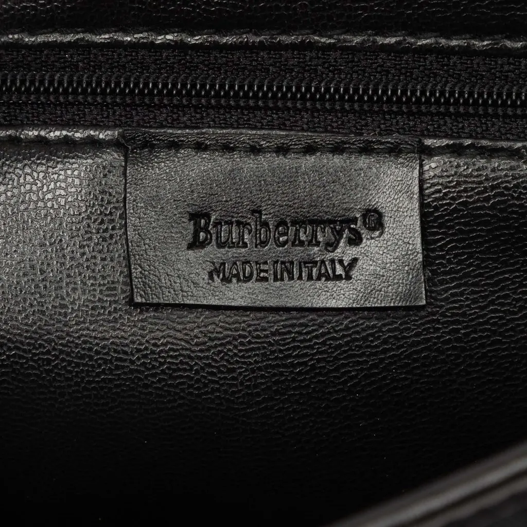 Burberry Tonal Check Nylon and Leather Handbag Black Polyamide Good - Box View