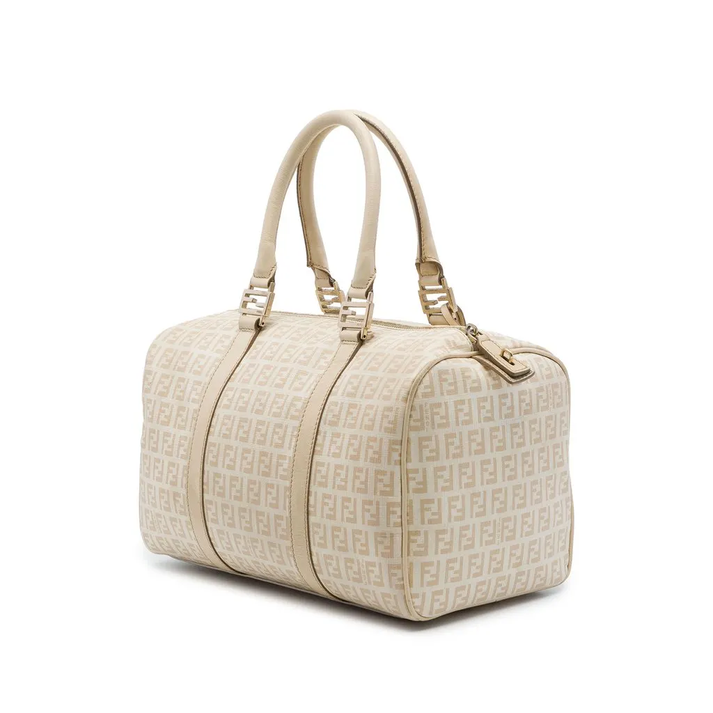 Fendi Zucchino Spalmati Forever Bauletto Boston Bag Brown Very good - Back View