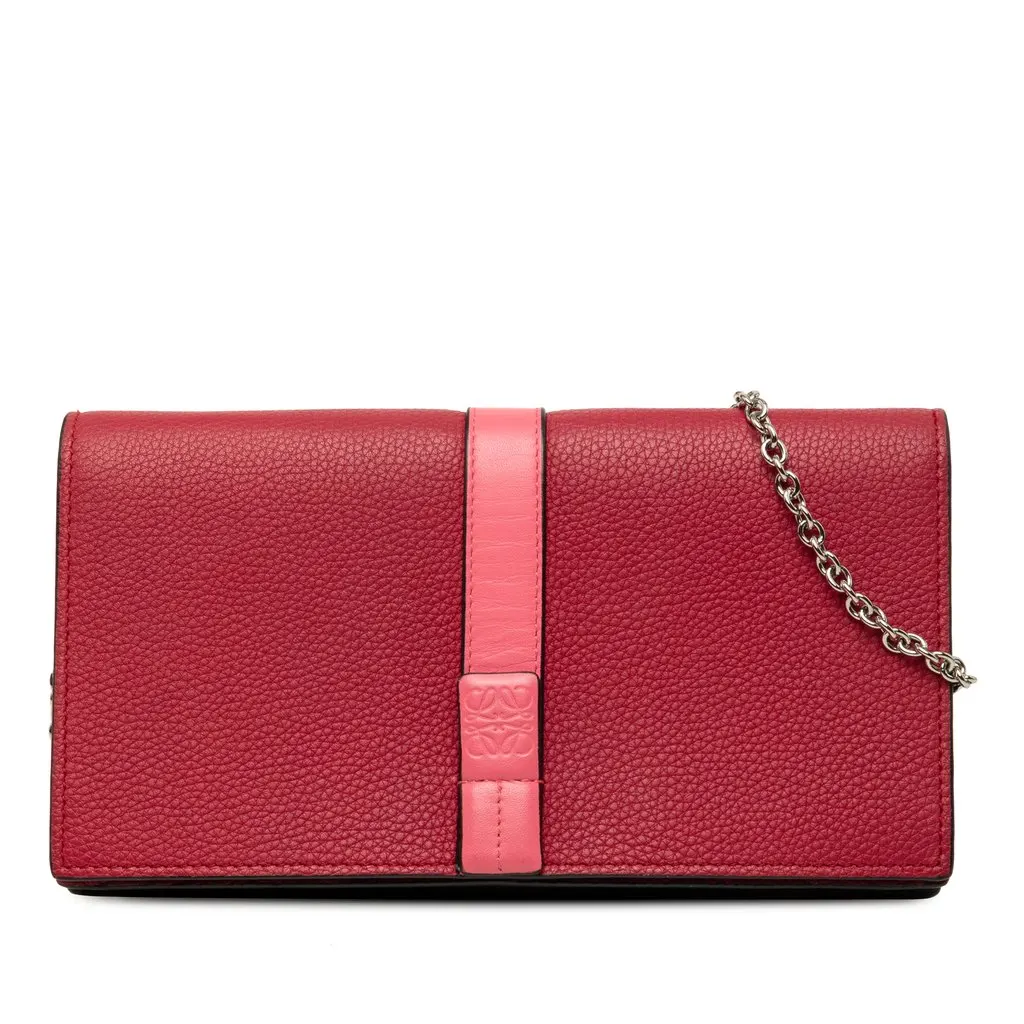 Loewe Bicolor Grained Calfskin Anagram Wallet on Chain