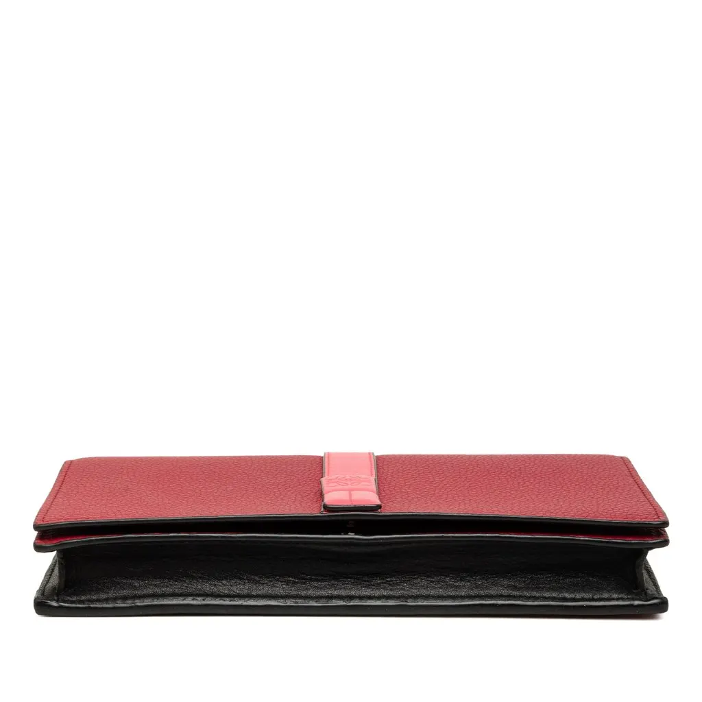 Loewe Bicolor Grained Calfskin Anagram Wallet on Chain Red Leather Good - Inside View