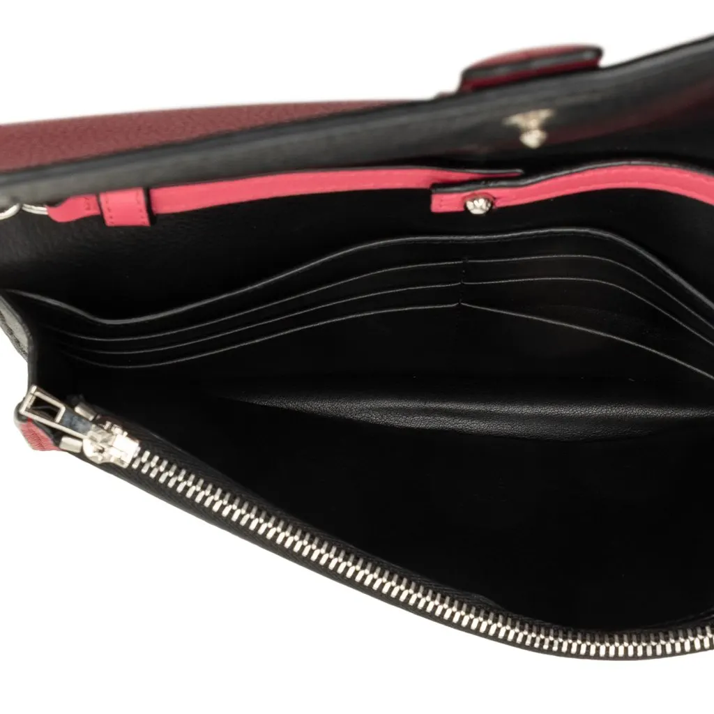 Loewe Bicolor Grained Calfskin Anagram Wallet on Chain Red Leather Good - Model View