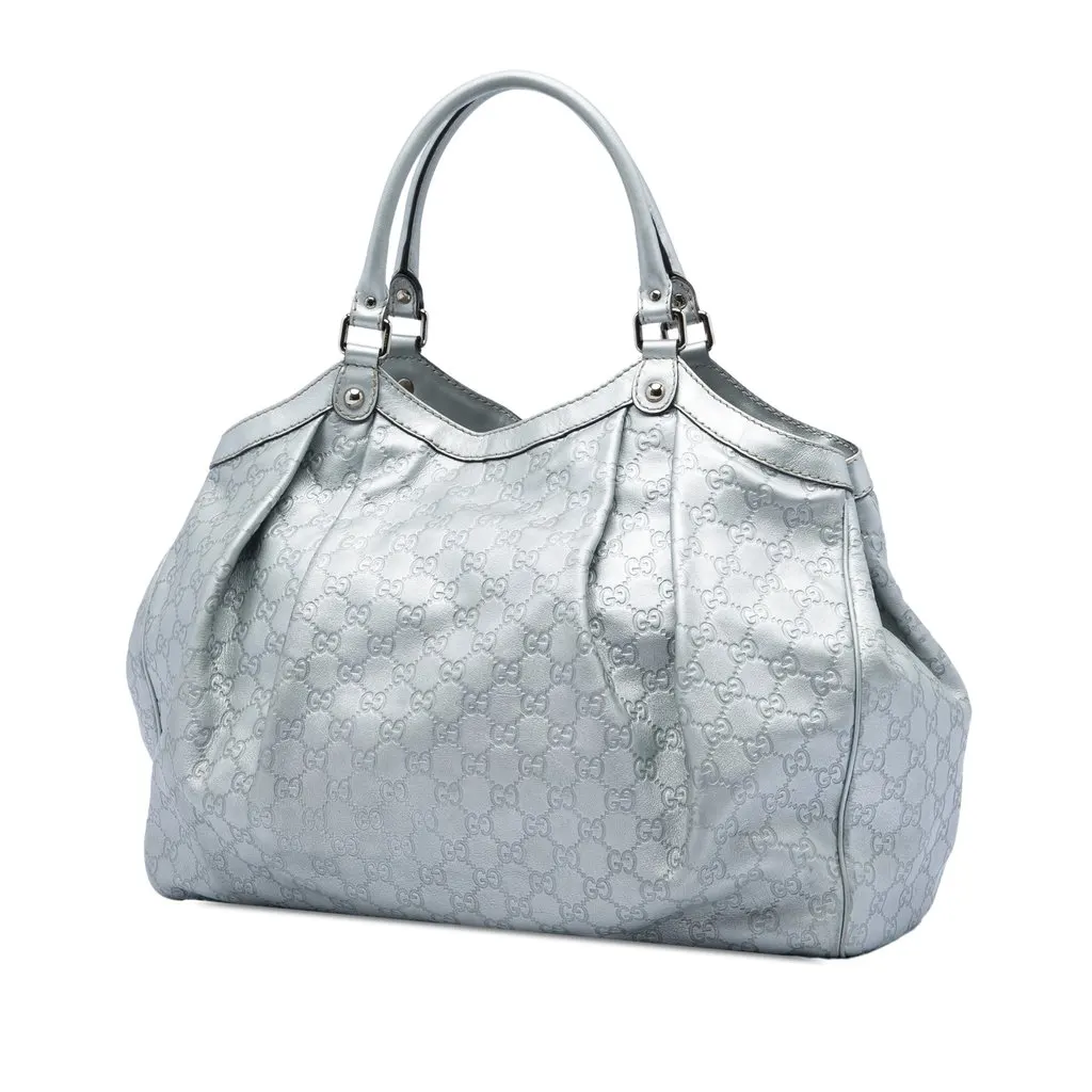 Gucci Large Guccissima Sukey Tote Silver Leather Very good - Back View