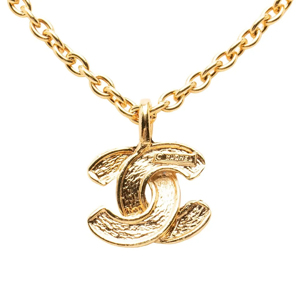 Chanel CC Gold Plated Quilted Pendant Necklace Gold Metal Very good - Inside View