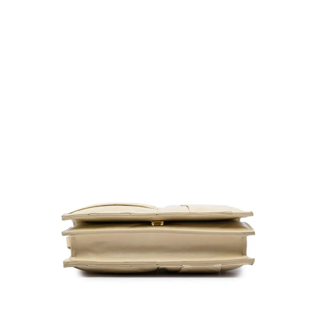 Bottega Veneta Mini Calfskin Intrecciato Pleated Cassette Crossbody Beige Leather Very good - Inside View