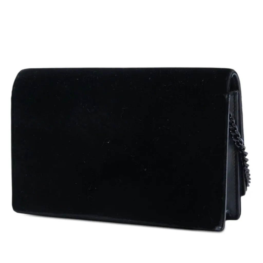 Saint Laurent Velvet Crystal Monogram Kate Tassel Wallet on Chain Black Very good - Back View