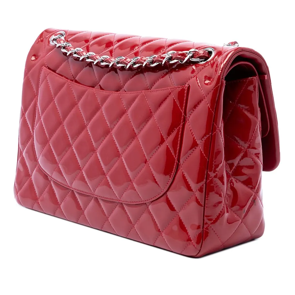 Chanel Jumbo Classic Patent Double Flap Red Leather Very good - Back View