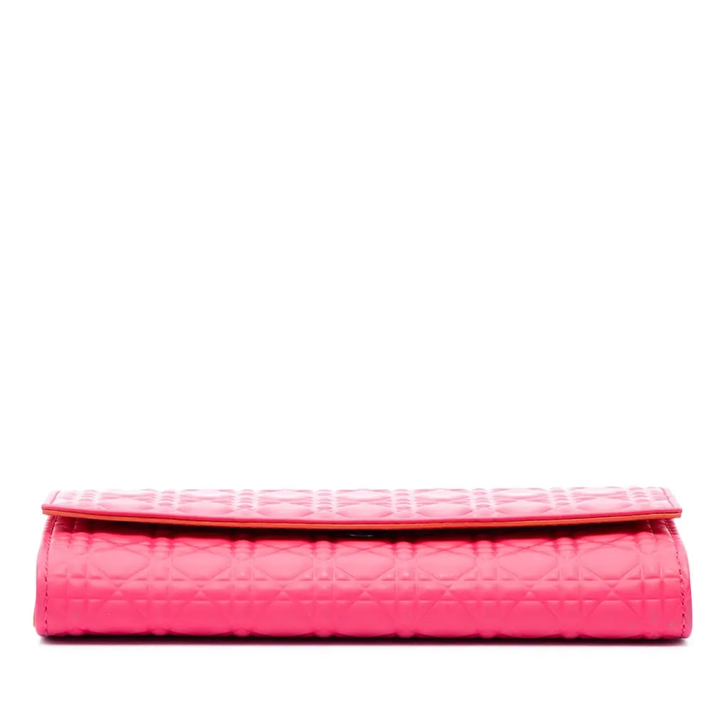 Dior Bicolor Lambskin Cannage Lady Dior Wallet on Chain Pink Leather Very good - Inside View