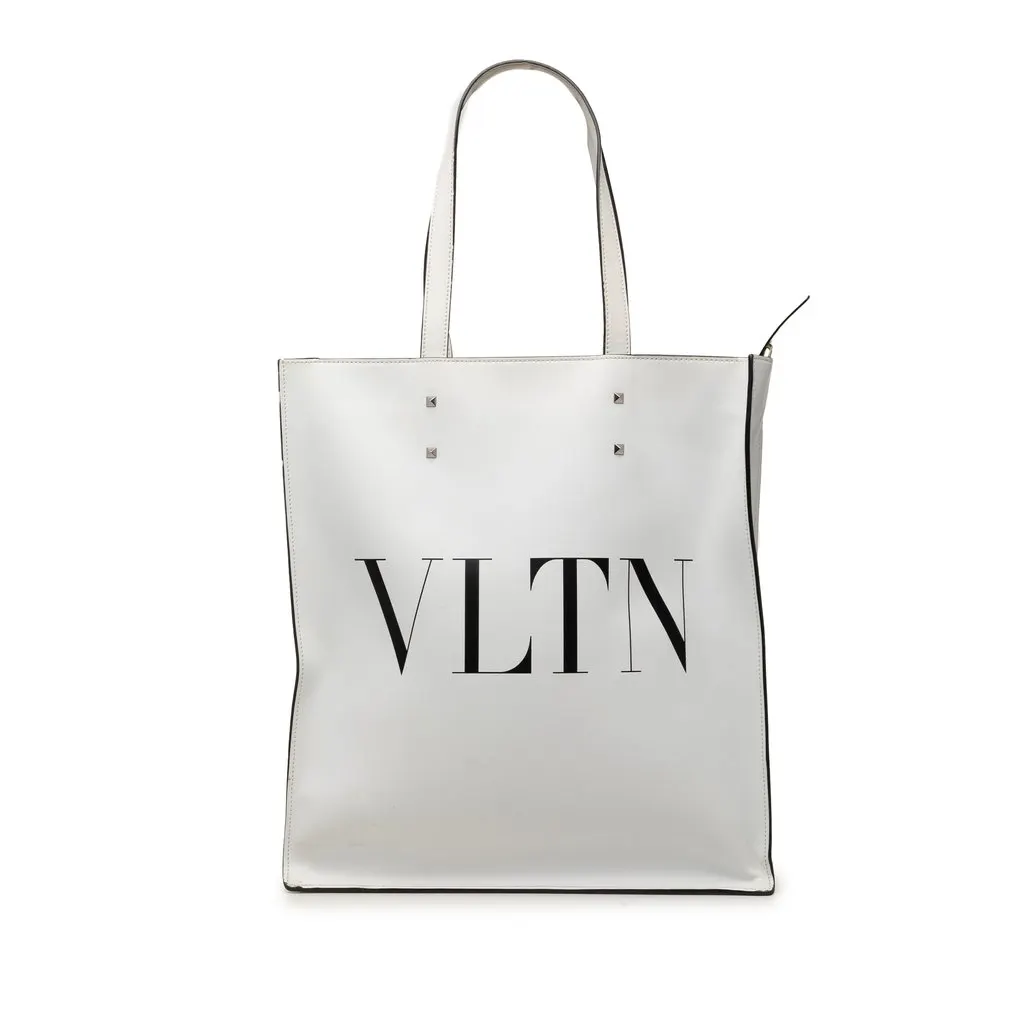 Valentino Leather Rockstud VLTN Satchel White Leather Very good - Front View
