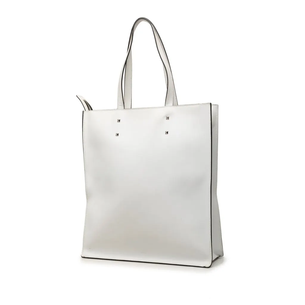 Valentino Leather Rockstud VLTN Satchel White Leather Very good - Back View