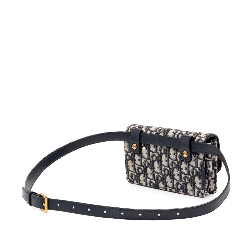 Dior Oblique Canvas Saddle Belt Bag Blue Canvas Very good - Back View