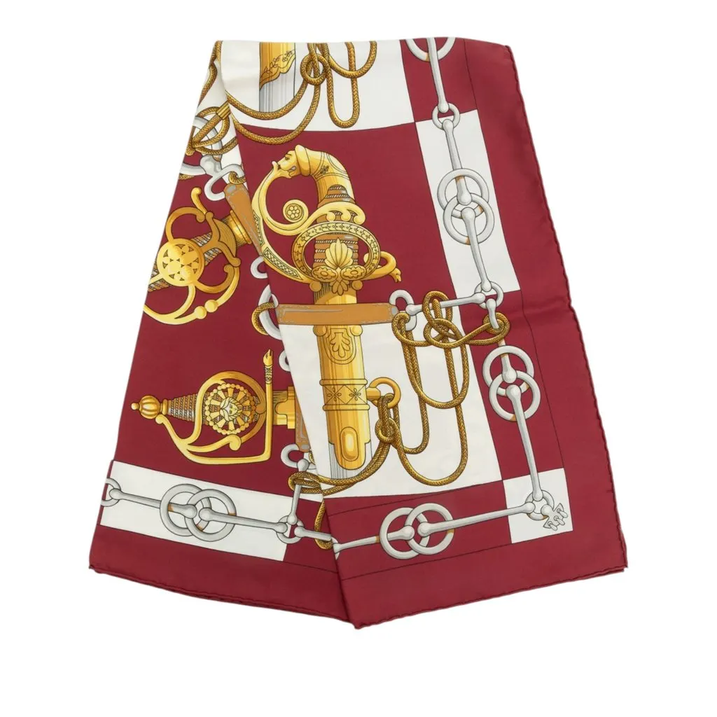 Hermès Cliquetis Silk Scarf 90 Red Silk Very good - Front View