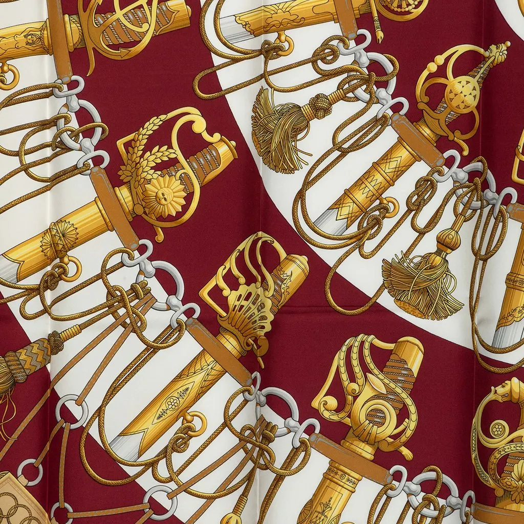 Hermès Cliquetis Silk Scarf 90 Red Silk Very good - Back View