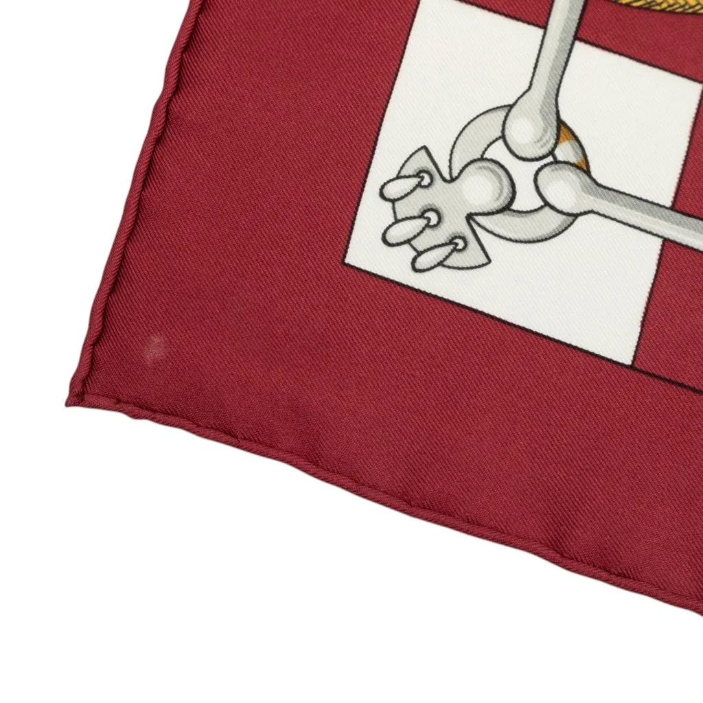 Hermès Cliquetis Silk Scarf 90 Red Silk Very good - Inside View