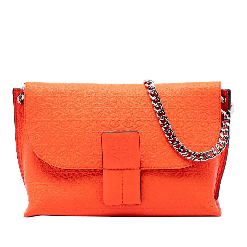Loewe Embossed Anagram Leather Repeat Avenue Crossbody Orange Leather Very good - Front View