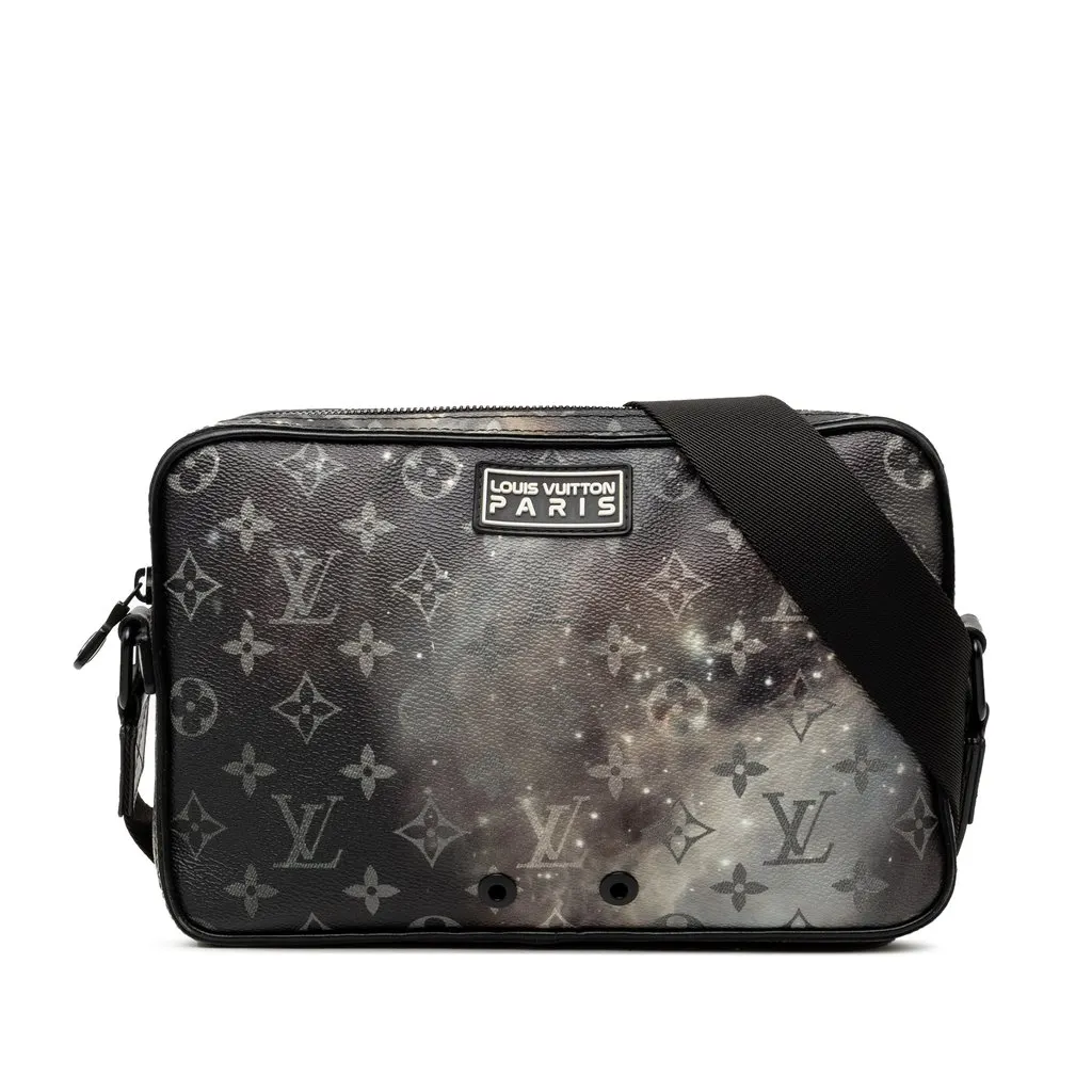 Louis Vuitton Monogram Galaxy Alpha Messenger Bag Black Canvas Good - Front View