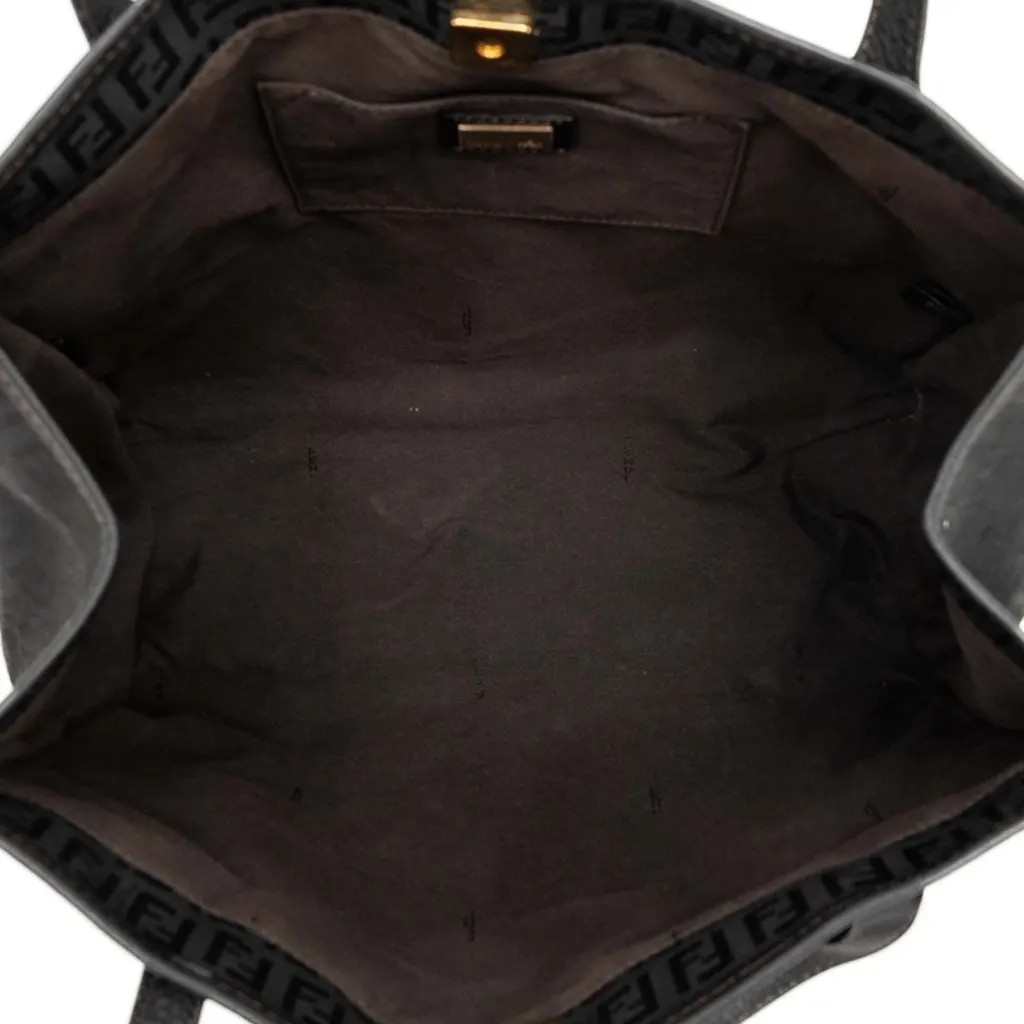 Fendi Zucchino Canvas Tote Black Canvas Good - Model View