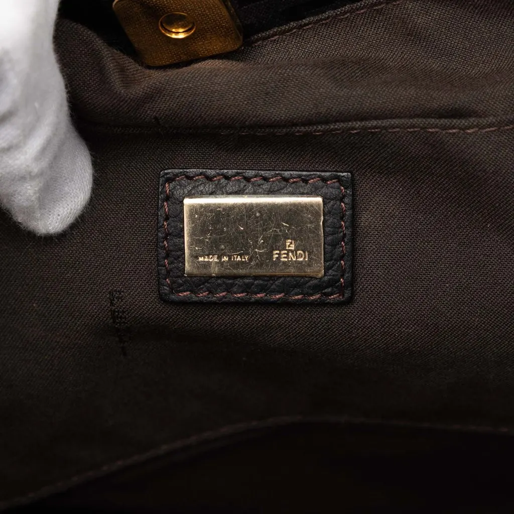 Fendi Zucchino Canvas Tote Black Canvas Good - Box View