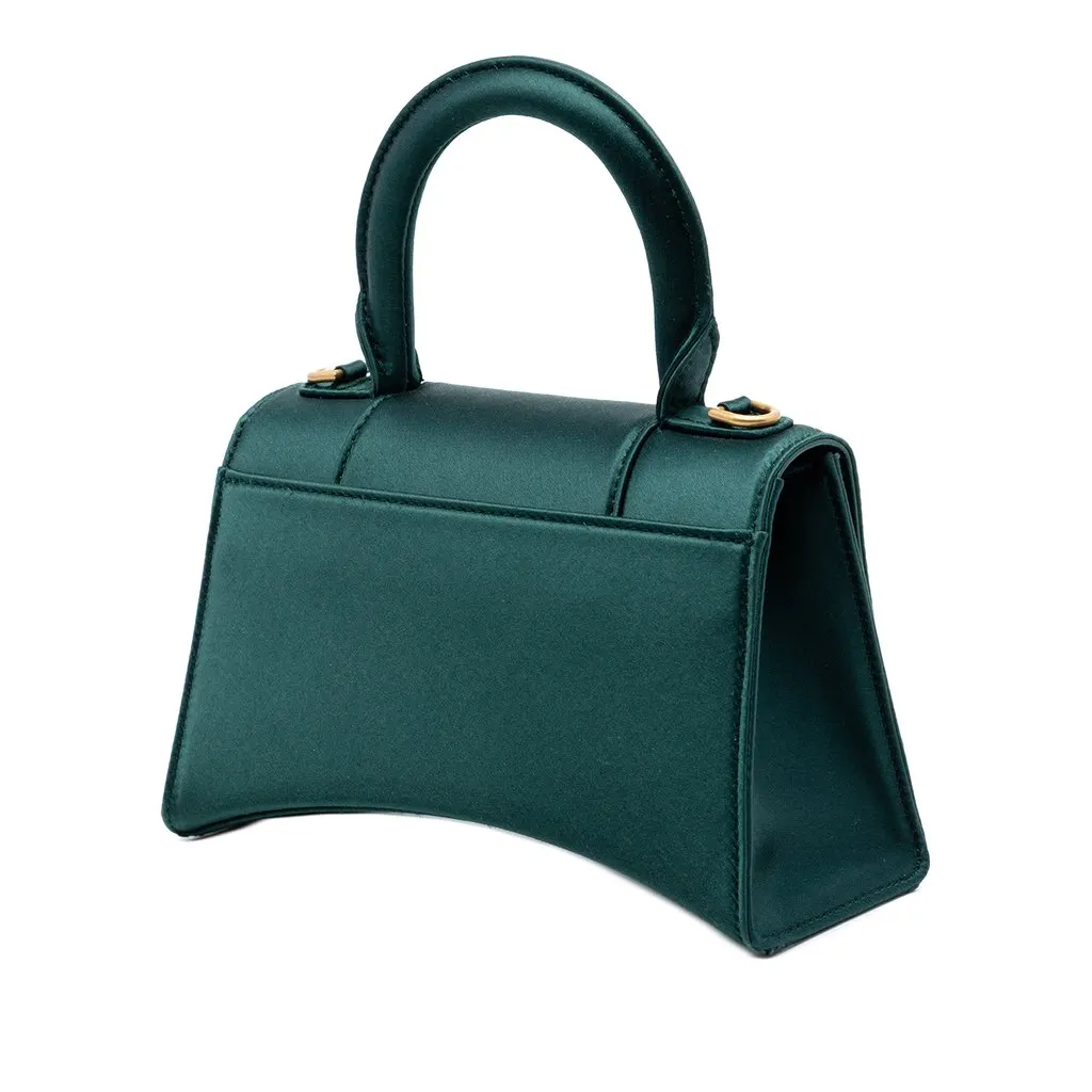 Balenciaga Satin Hourglass Top Handle Bag XS Green Satin Very good - Back View