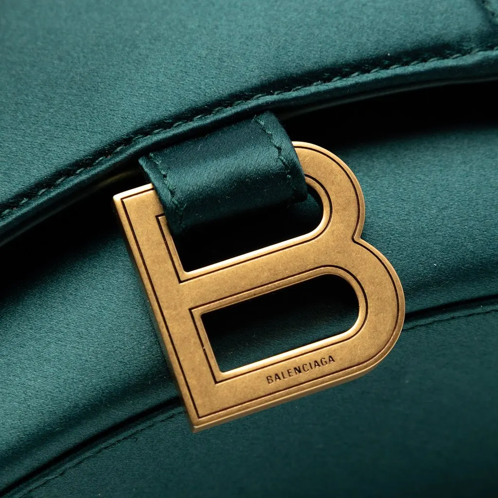 Balenciaga Satin Hourglass Top Handle Bag XS Green Satin Very good - Box View