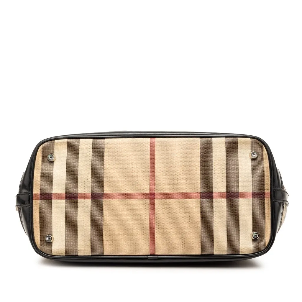 Burberry Supernova Check Coated Canvas Handbag Beige Good - Inside View