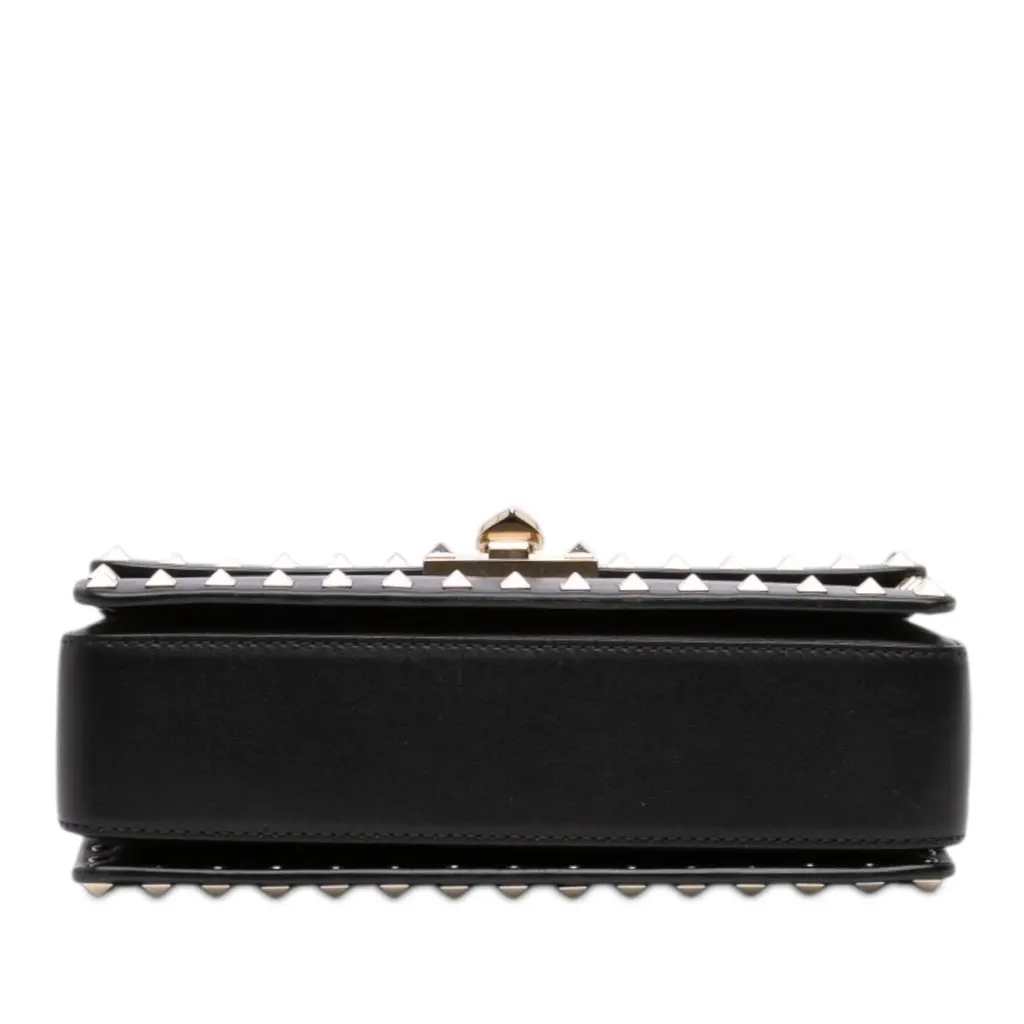 Valentino Small Leather Rockstud Flip Lock Chain Crossbody Black Leather Very good - Inside View