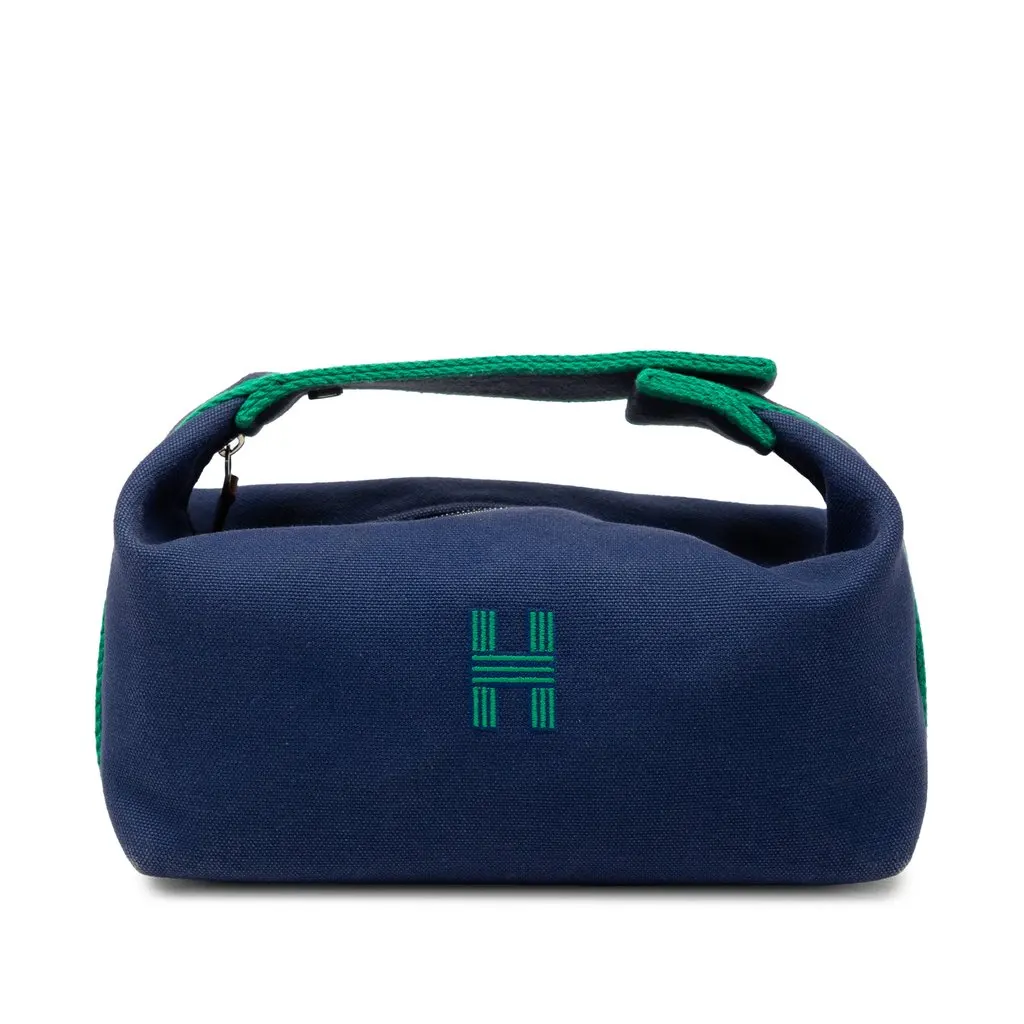 Hermès Small Toile Bride A Brac Case Blue Very good - Front View
