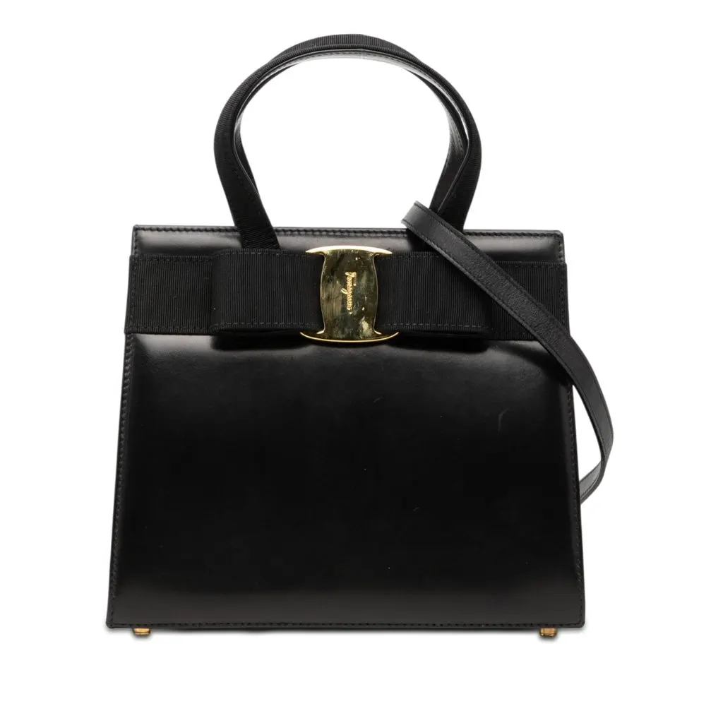 Salvatore Ferragamo Leather Vara Bow Satchel Black Leather Very good - Front View