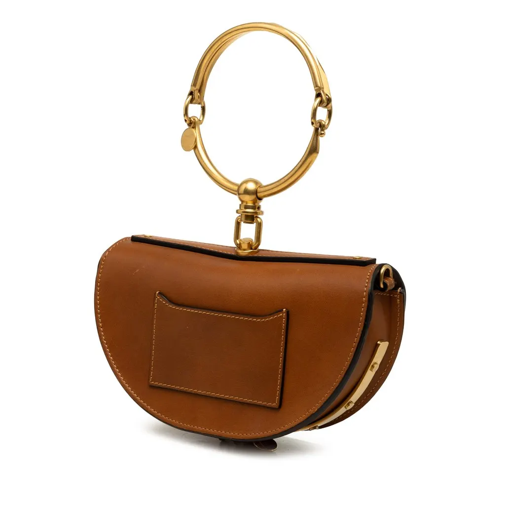Chloé Mini Calfskin Nile Bracelet Satchel Brown Leather Very good - Back View