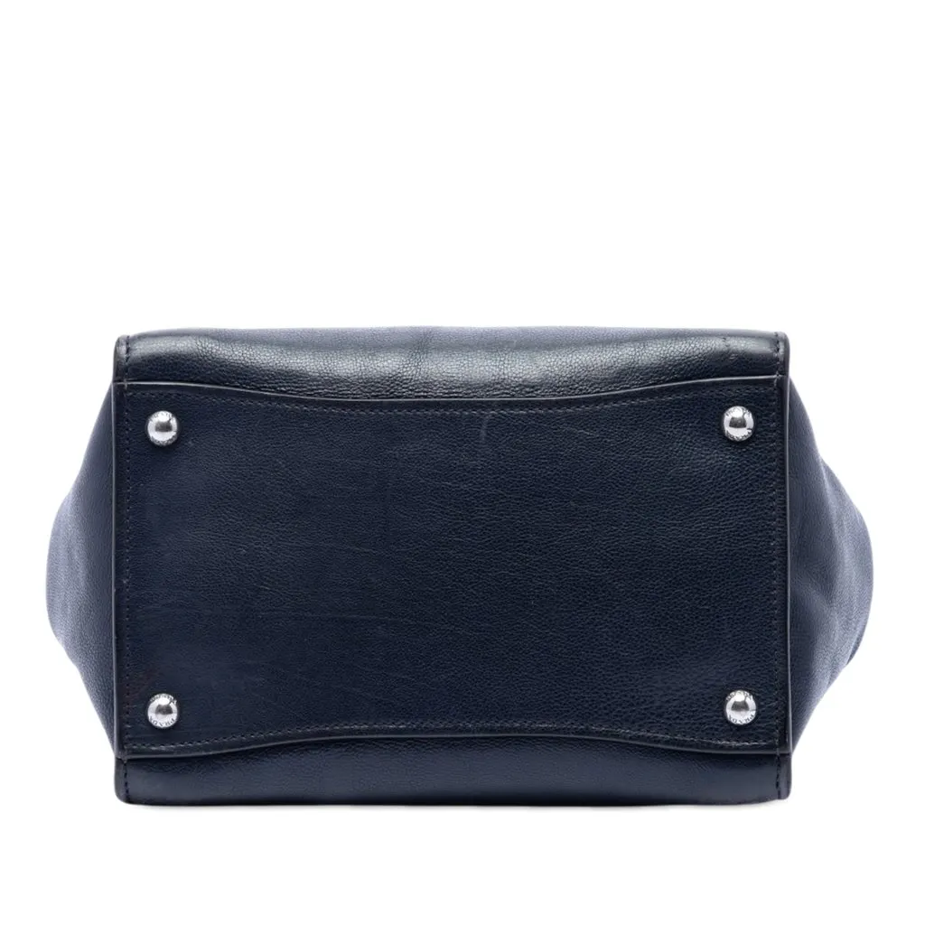 Prada Glace Calf Twin Pocket Double Handle Satchel Blue Leather Very good - Inside View