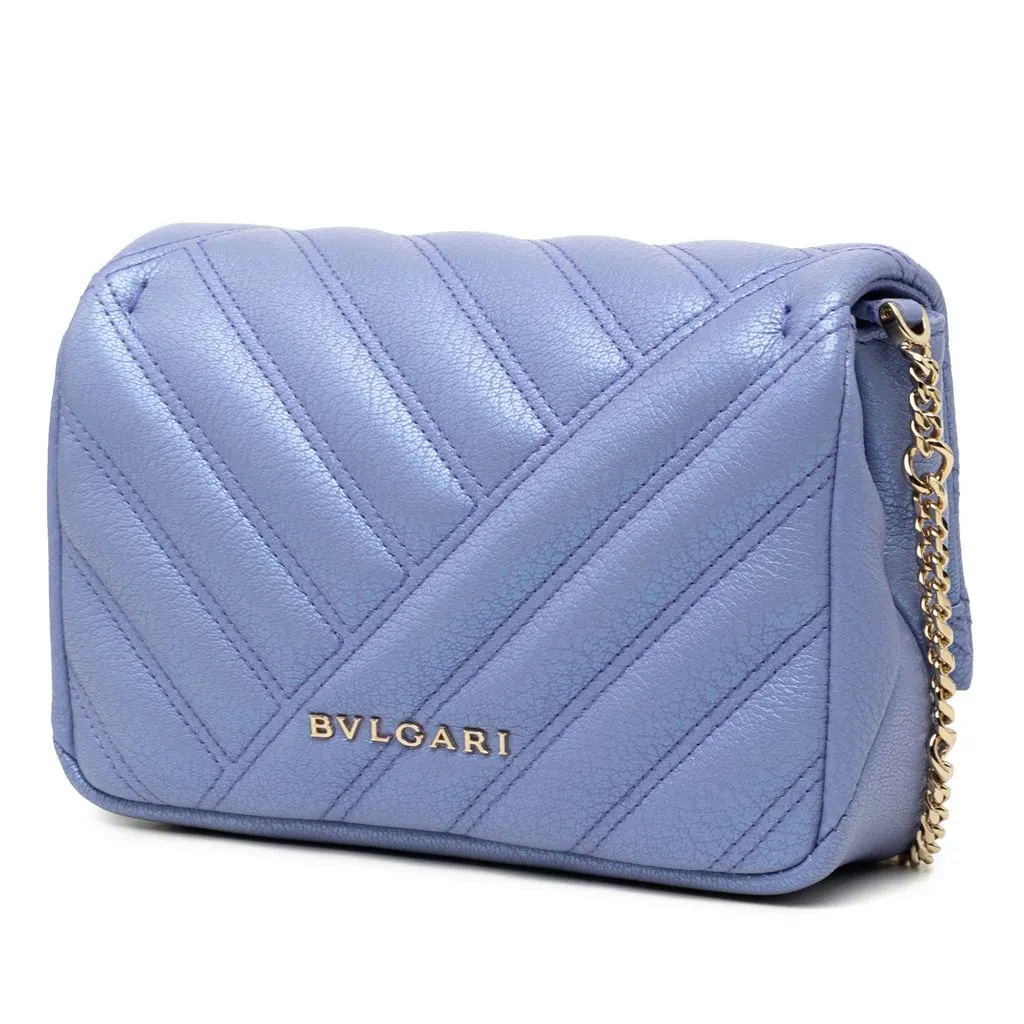 Bvlgari Leather Serpenti Cabochon Chain Crossbody Purple Leather Very good - Back View