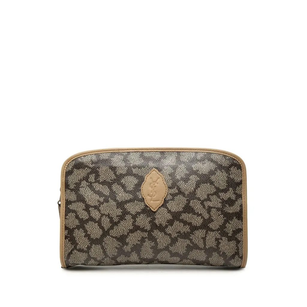 Saint Laurent Coated Canvas Giraffe Print Clutch