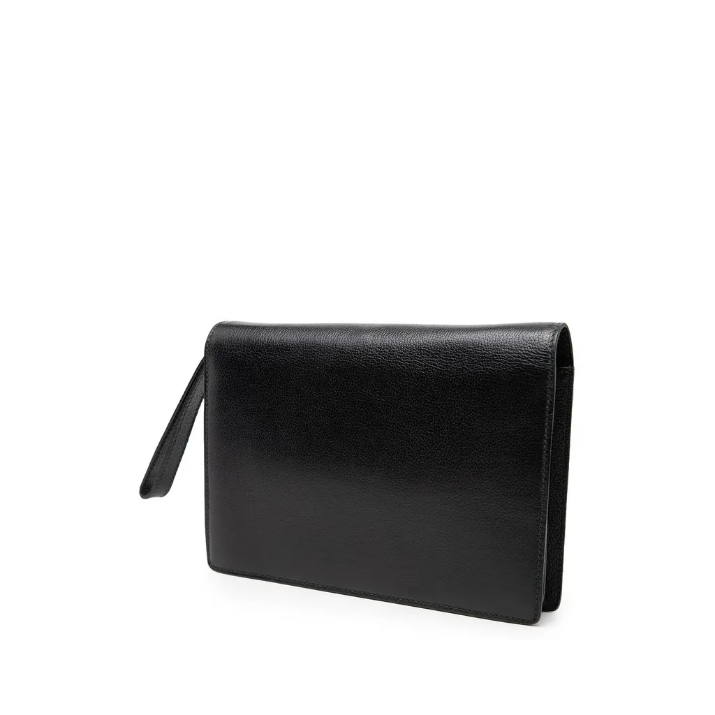 Gucci Calfskin Interlocking G Padlock Wristlet Clutch Black Leather Very good - Back View