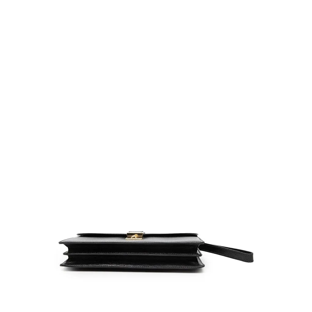 Gucci Calfskin Interlocking G Padlock Wristlet Clutch Black Leather Very good - Inside View