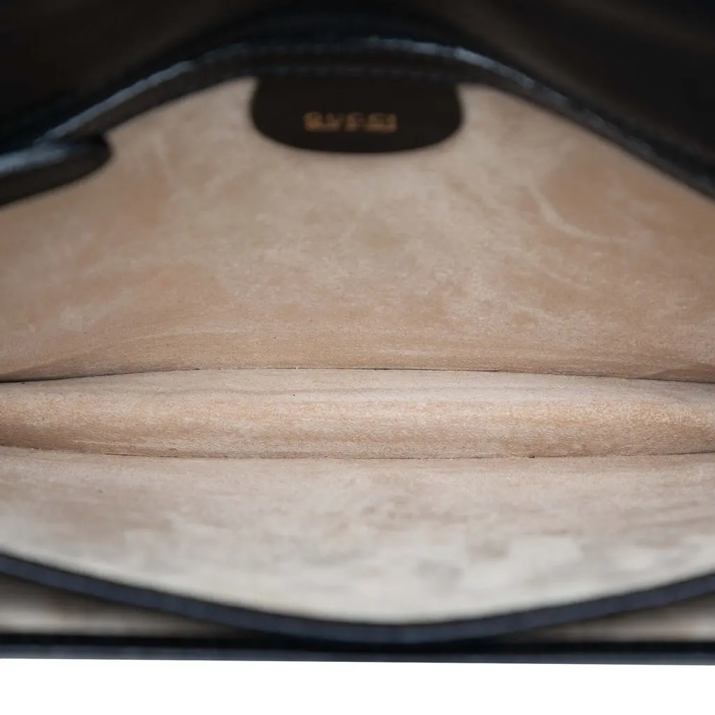 Gucci Calfskin Interlocking G Padlock Wristlet Clutch Black Leather Very good - Model View