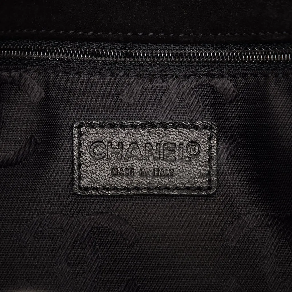 Chanel CC Stitched Suede Tote Black Leather Very good - Box View