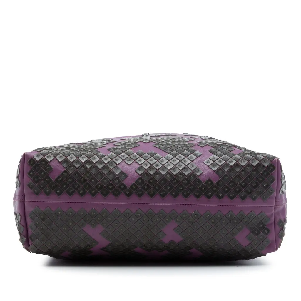 Bottega Veneta Vitello Mosaico Laque Tote Purple Leather Very good - Inside View