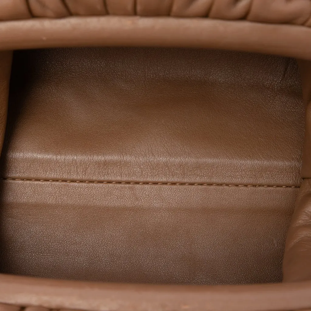 Bottega Veneta Lambskin The Mini Pouch Crossbody Brown Leather Good - Model View