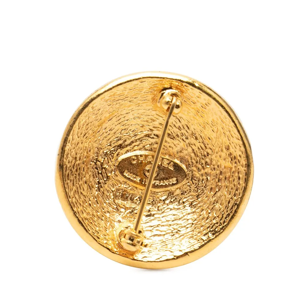 Chanel Gold Plated 31 Rue Cambon Round Brooch Gold Metal Very good - Back View