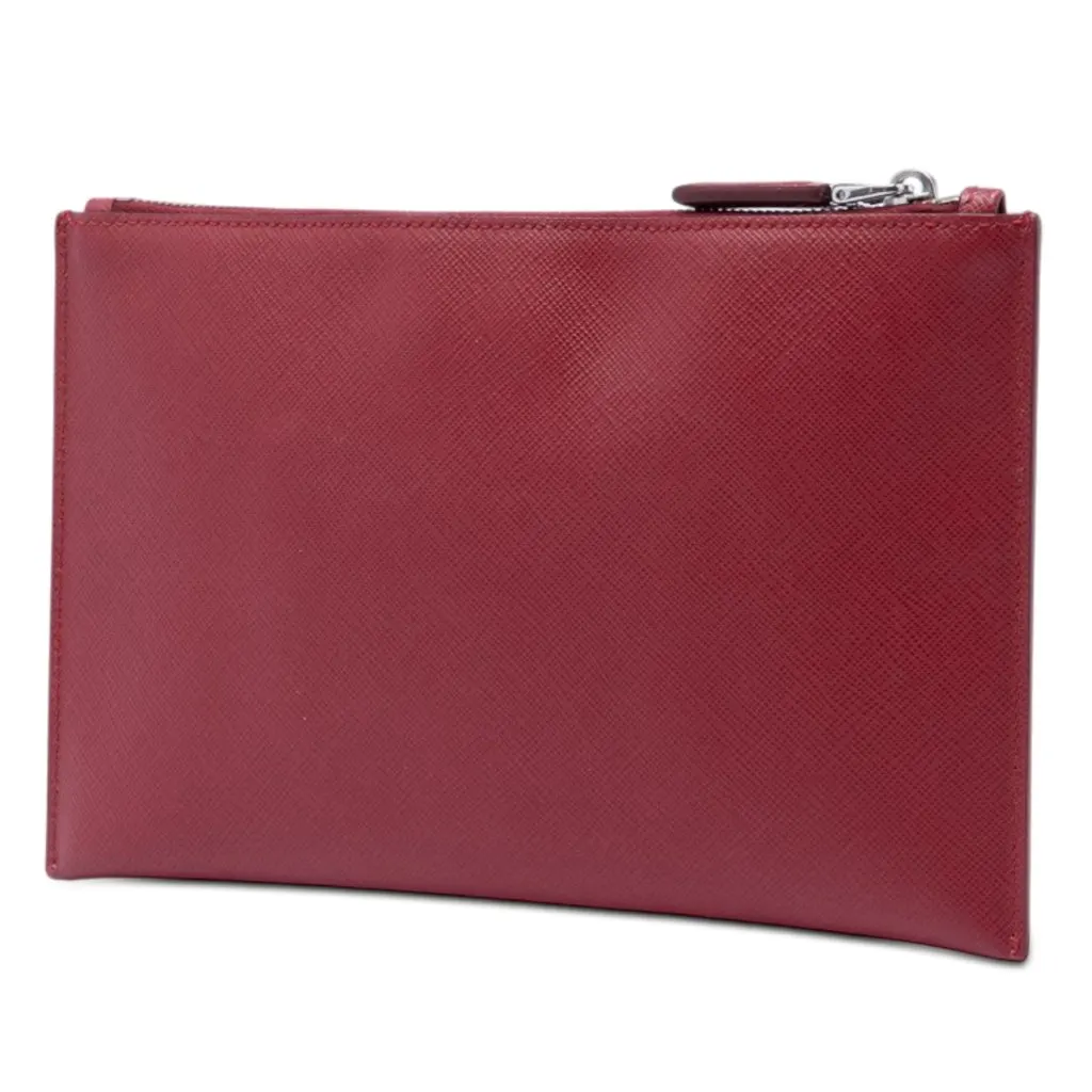 Prada Saffiano Clutch Red Leather Very good - Back View