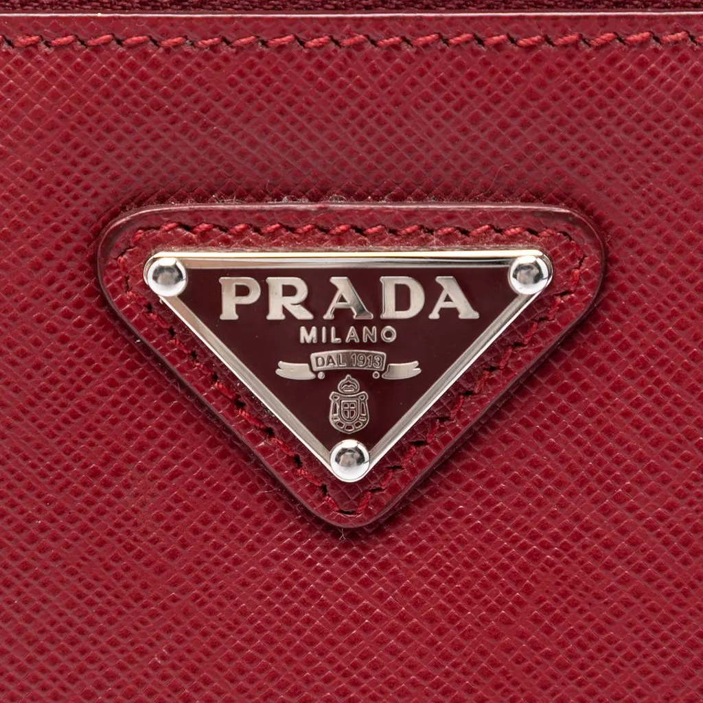 Prada Saffiano Clutch Red Leather Very good - Box View