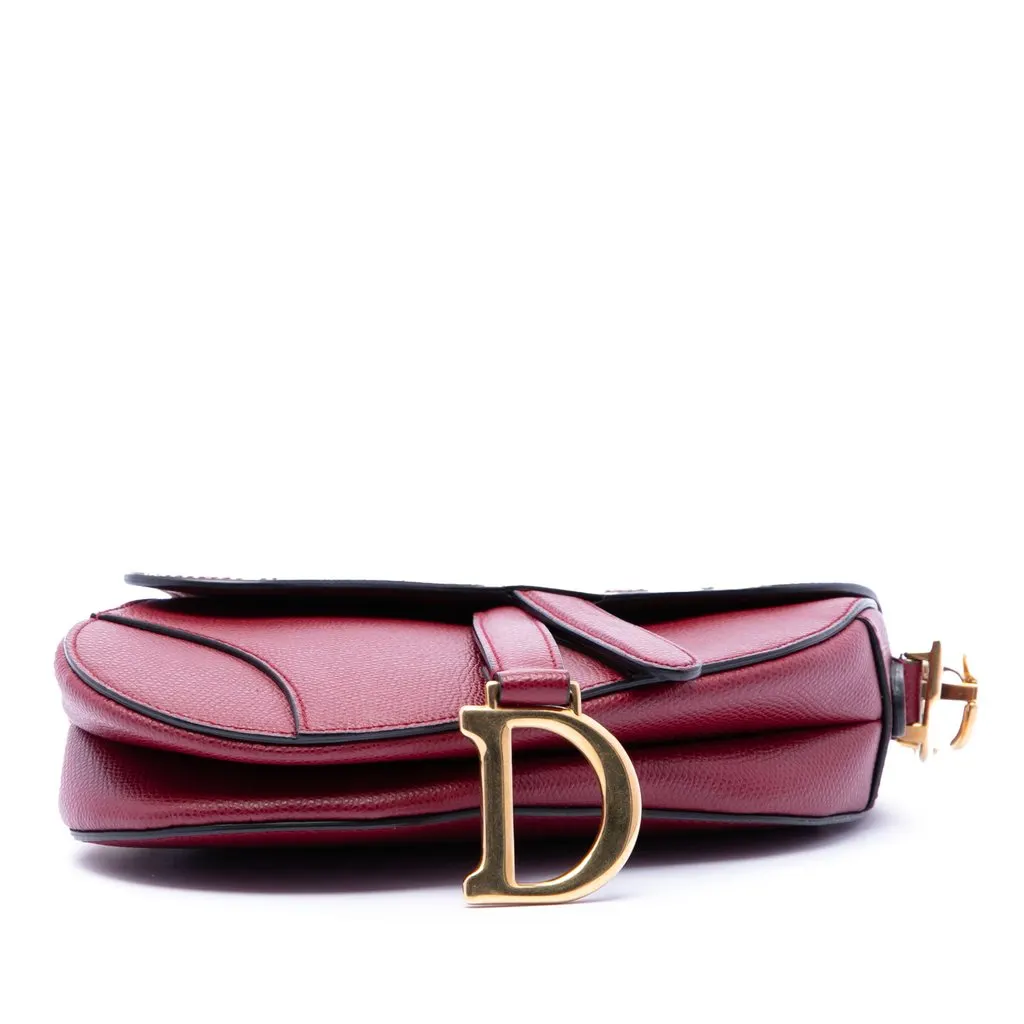 Dior Mini Grained Calfskin Saddle Bag Red Leather Very good - Inside View