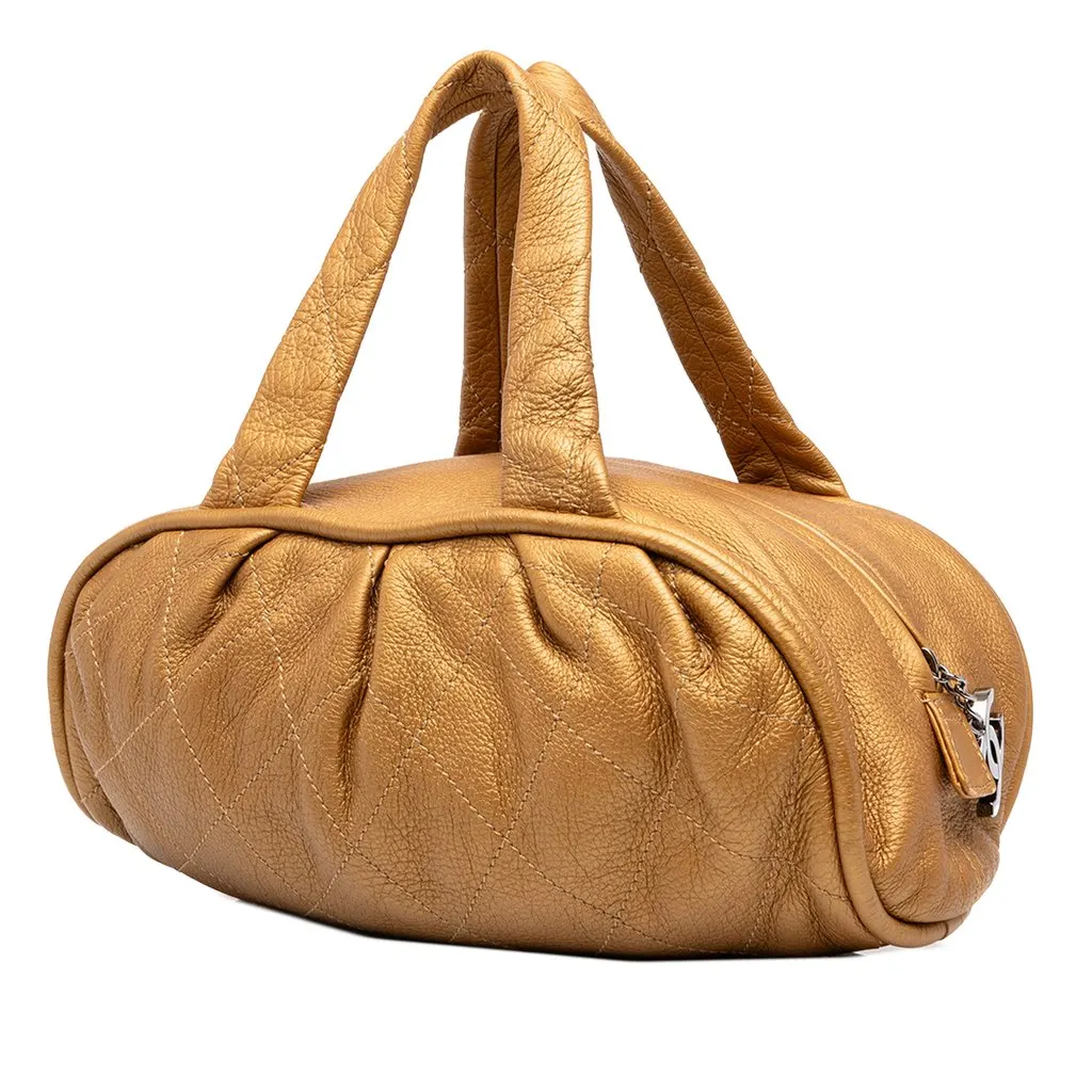 Chanel Small Quilted Metallic Calfskin Le Marais Bowler Bag Gold Leather Very good - Back View