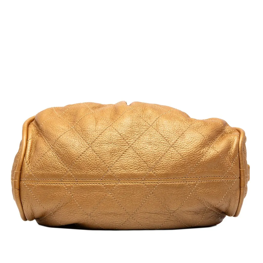 Chanel Small Quilted Metallic Calfskin Le Marais Bowler Bag Gold Leather Very good - Inside View