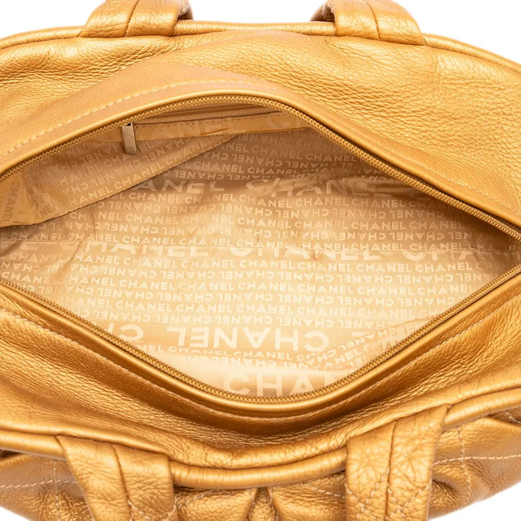Chanel Small Quilted Metallic Calfskin Le Marais Bowler Bag Gold Leather Very good - Model View