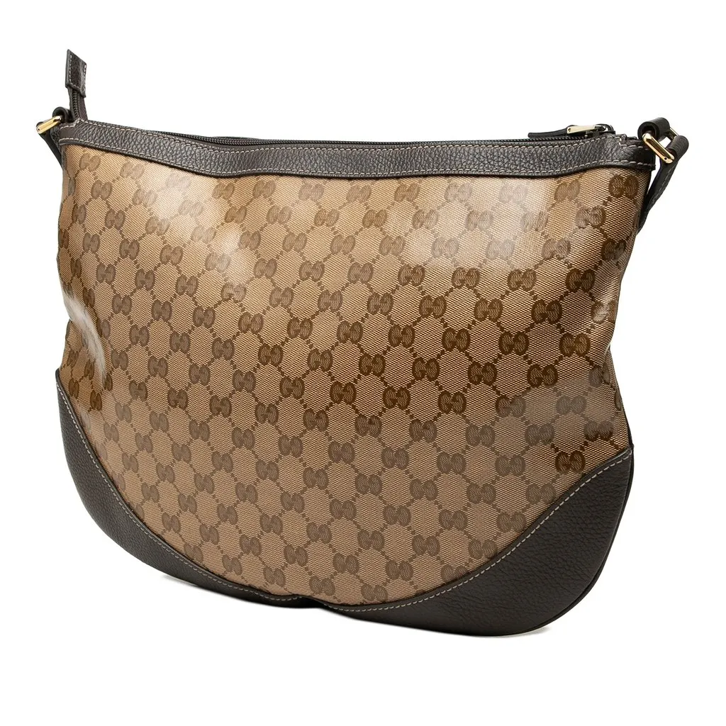 Gucci Large GG Crystal Half Moon Crossbody Beige Canvas Very good - Back View