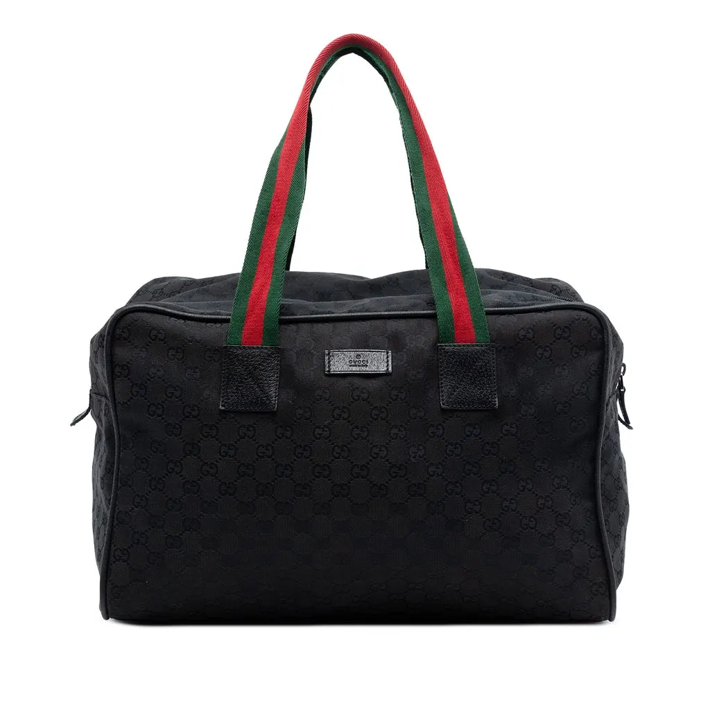 Gucci GG Canvas Web Travel Bag Black Very good - Front View