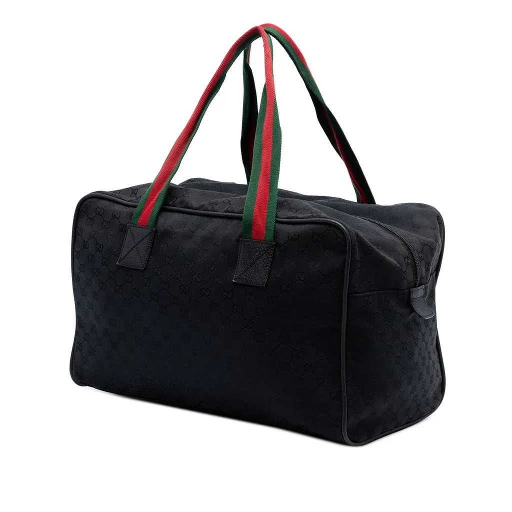 Gucci GG Canvas Web Travel Bag Black Very good - Back View