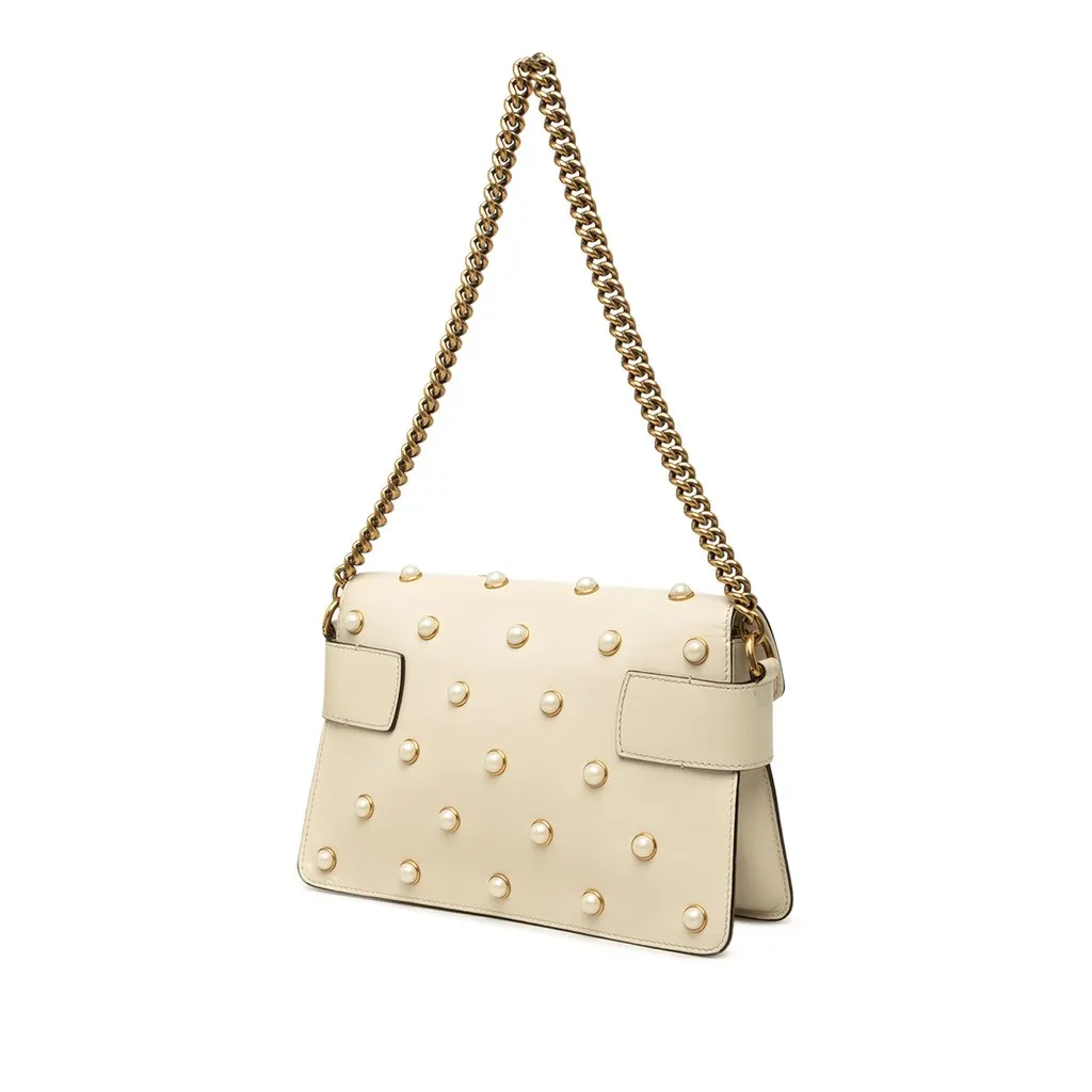 Gucci Mini Calfskin Queen Margaret Broadway Satchel White Leather Very good - Back View