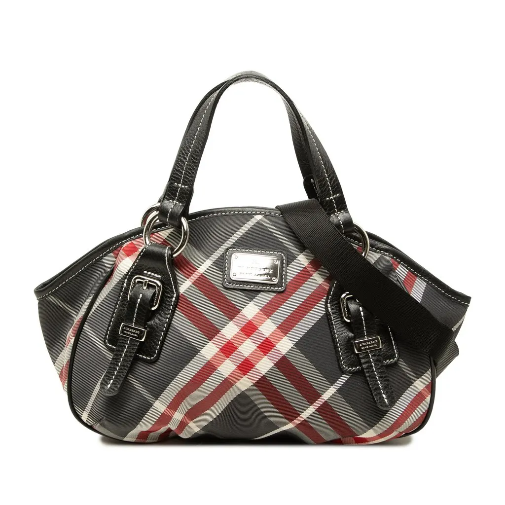 Burberry Supernova Check Nylon Satchel Black Polyamide Very good - Front View