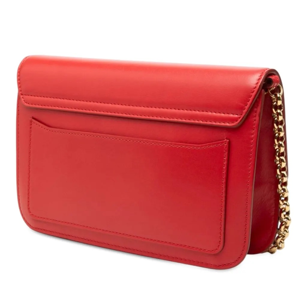 Chloé Mini Calfskin and Suede C Chain Crossbody Red Leather Good - Back View